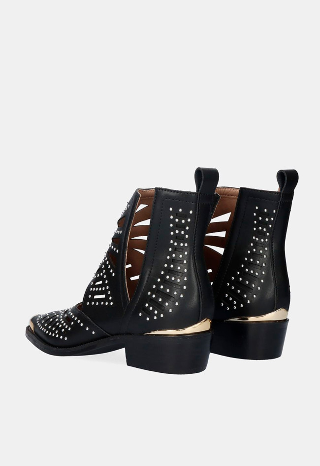Botín tachas cowboy de mujer negro EXE milan-017