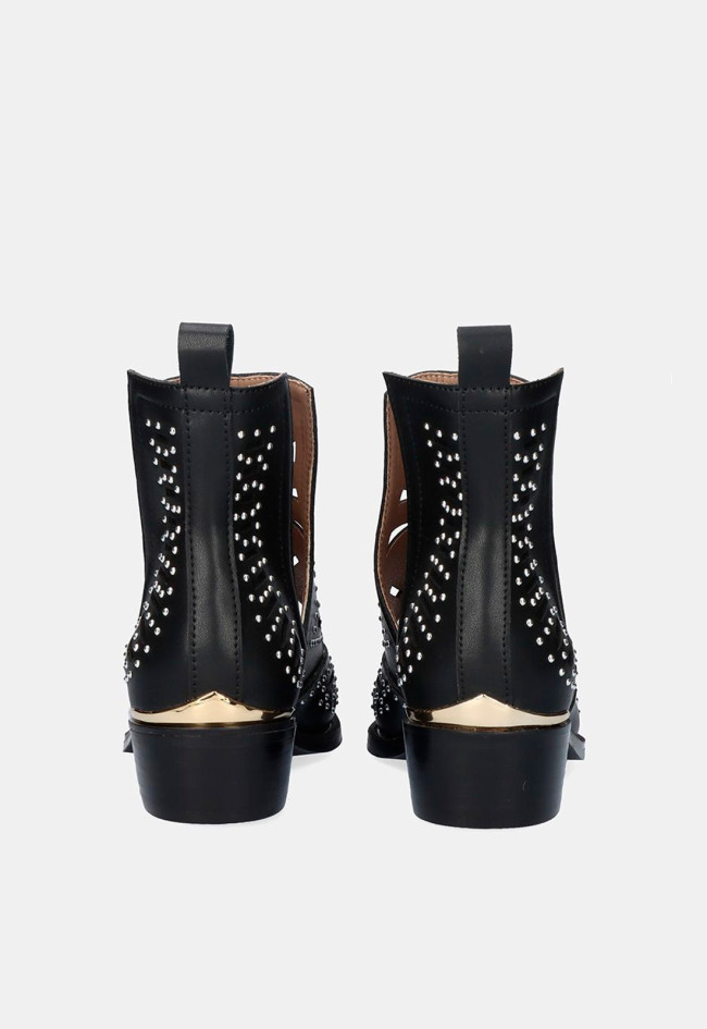 Botín tachas cowboy de mujer negro EXE milan-017