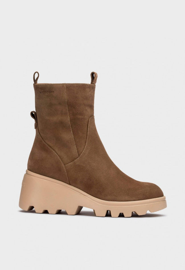 Botín plataforma de mujer taupe Wonders g-7001