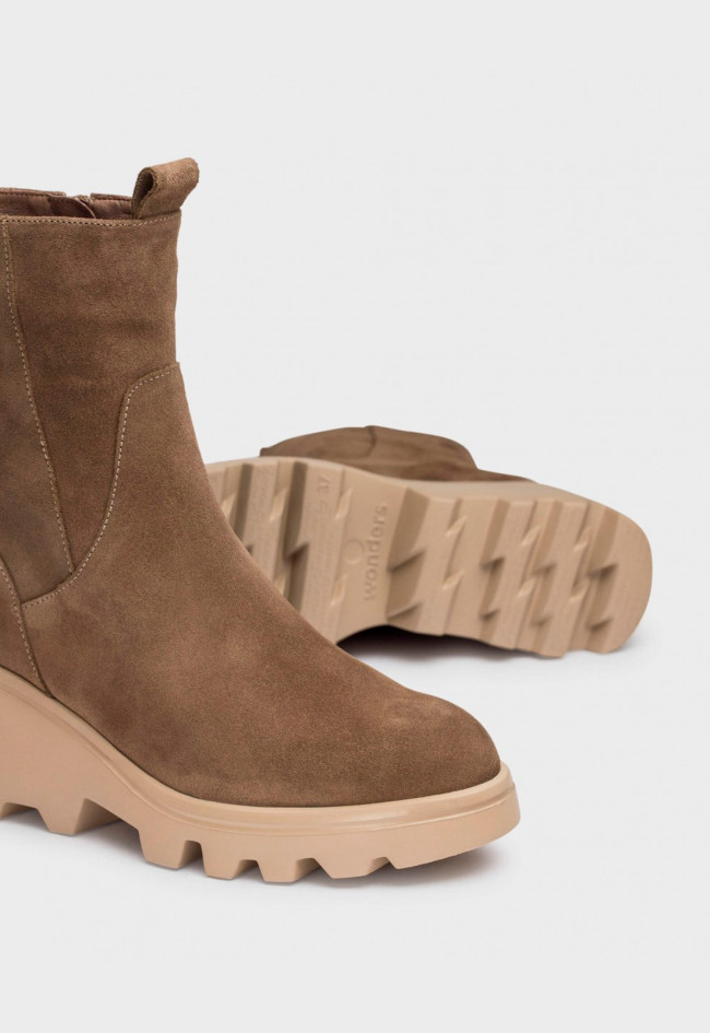 Botín plataforma de mujer taupe Wonders g-7001