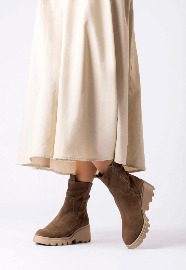 Botín plataforma de mujer taupe Wonders g-7001