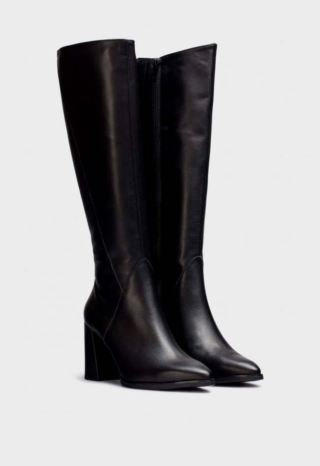 Bota piel tacón de mujer negro Wonders m-5425