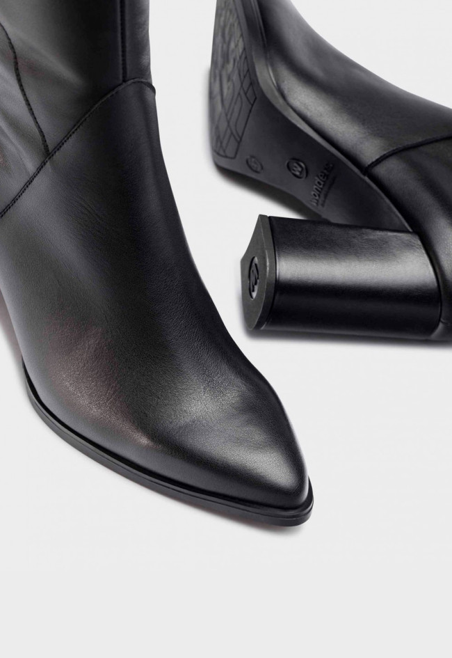 Bota piel tacón de mujer negro Wonders m-5425