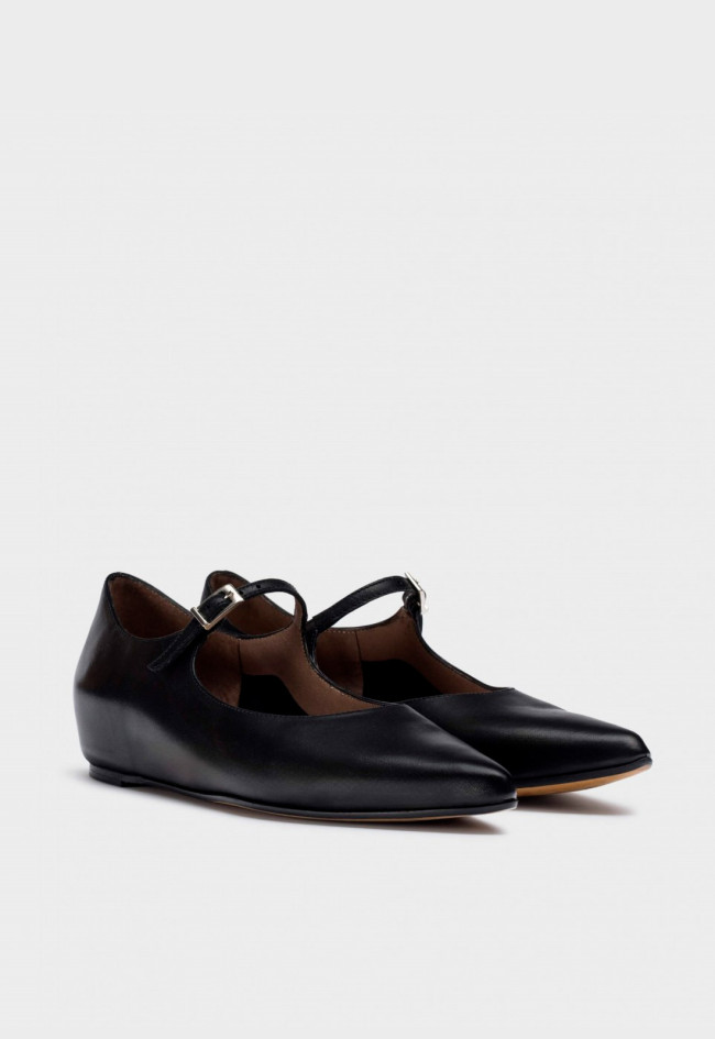 Zapato bailarina de mujer negro Wonders a-3811