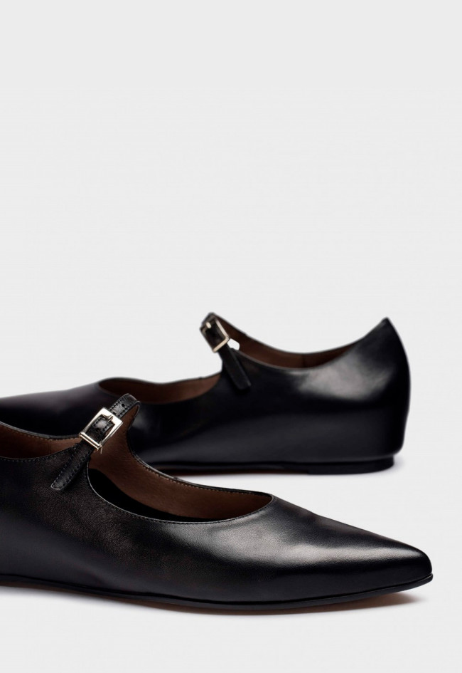 Zapato bailarina de mujer negro Wonders a-3811