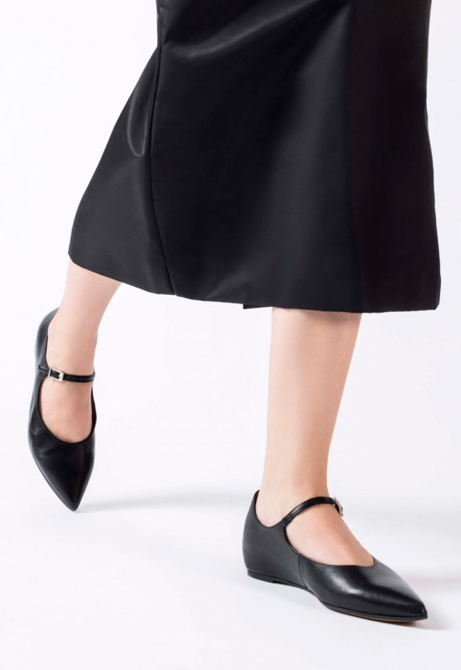 Zapato bailarina de mujer negro Wonders a-3811
