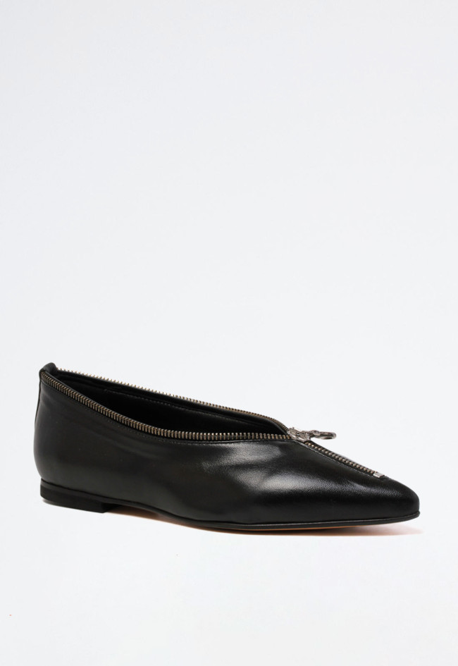 Zapato bailarina cremallera de mujer negro  delia 2181