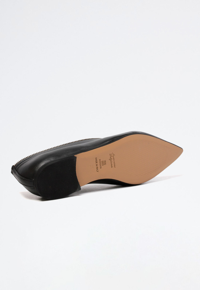 Zapato bailarina cremallera de mujer negro  delia 2181