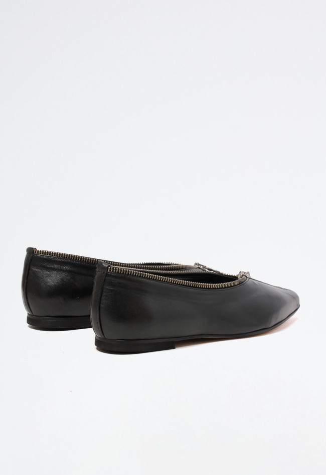 Zapato bailarina cremallera de mujer negro  delia 2181