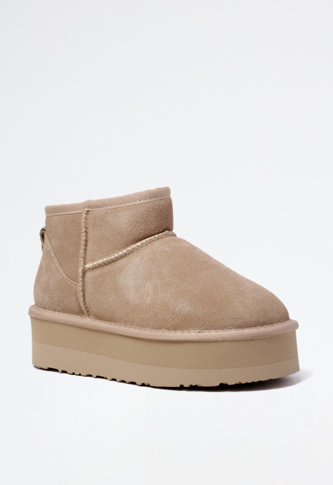 Botín australiano plataforma de mujer beige VAS wd500-2-sa