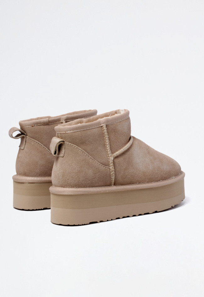 Botín australiano plataforma de mujer beige VAS wd500-2-sa