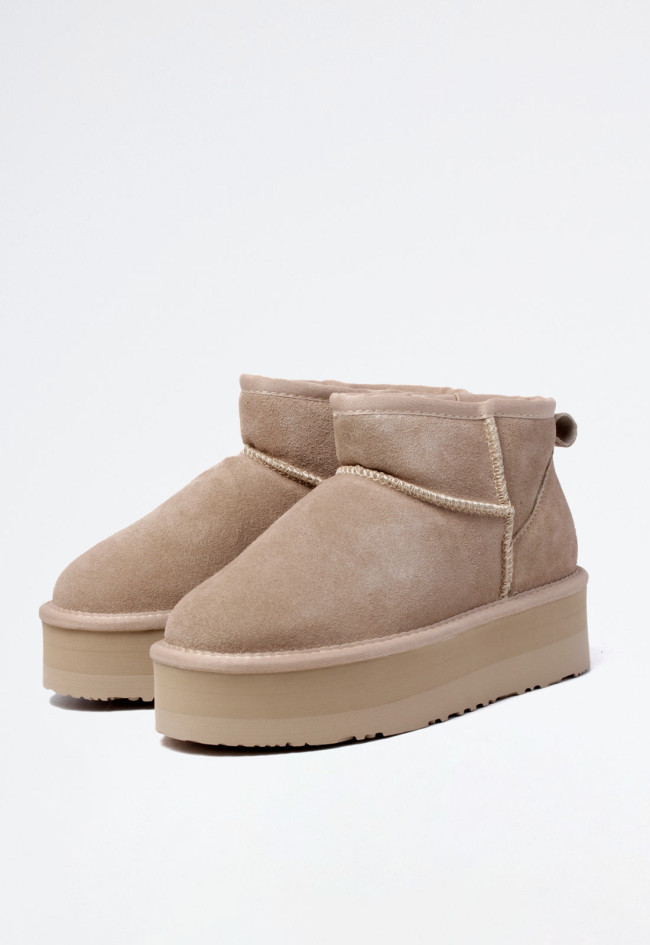 Botín australiano plataforma de mujer beige VAS wd500-2-sa