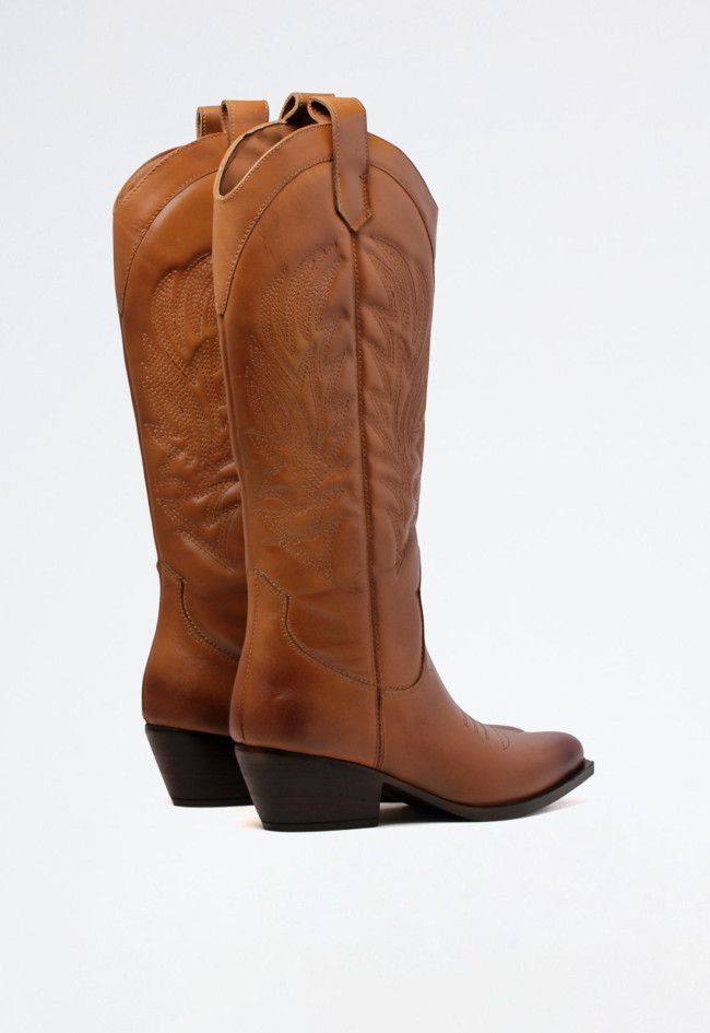 Bota de piel cowboy de mujer cuero Glo ki-3525