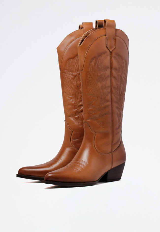 Bota de piel cowboy de mujer cuero Glo ki-3525