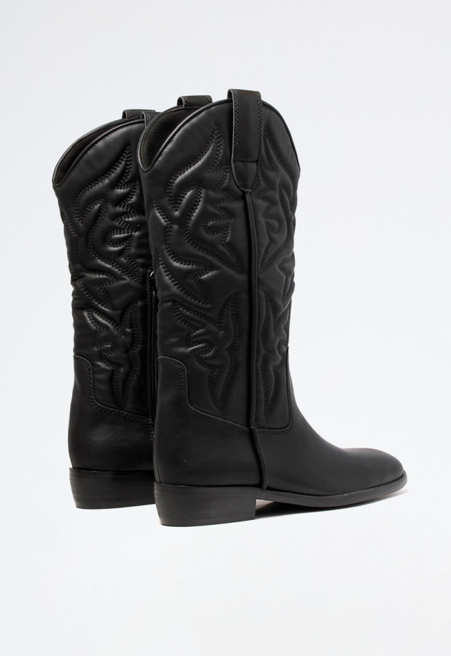 Bota cowboy bordada de mujer negro Why Pink? m4760