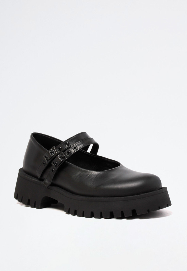 Zapato plataforma abierto de mujer negro VAS correa