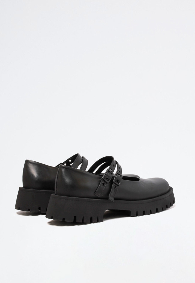 Zapato plataforma abierto de mujer negro VAS correa