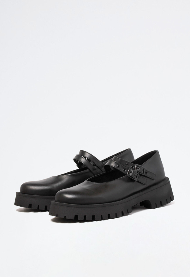 Zapato plataforma abierto de mujer negro VAS correa