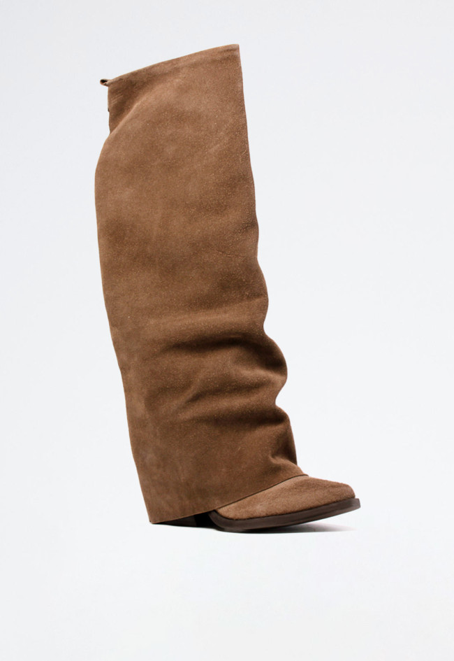 Bota campera con polaina de mujer taupe Chini Equipe an30