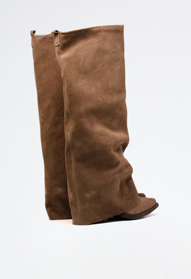 Bota campera con polaina de mujer taupe Chini Equipe an30