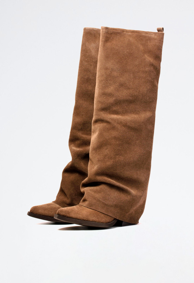 Bota campera con polaina de mujer taupe Chini Equipe an30