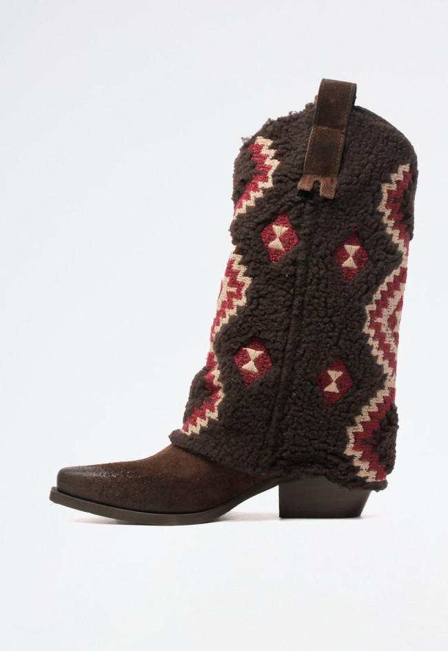 Bota cowboy con polaina de mujer marrón Metisse dx1060 goa