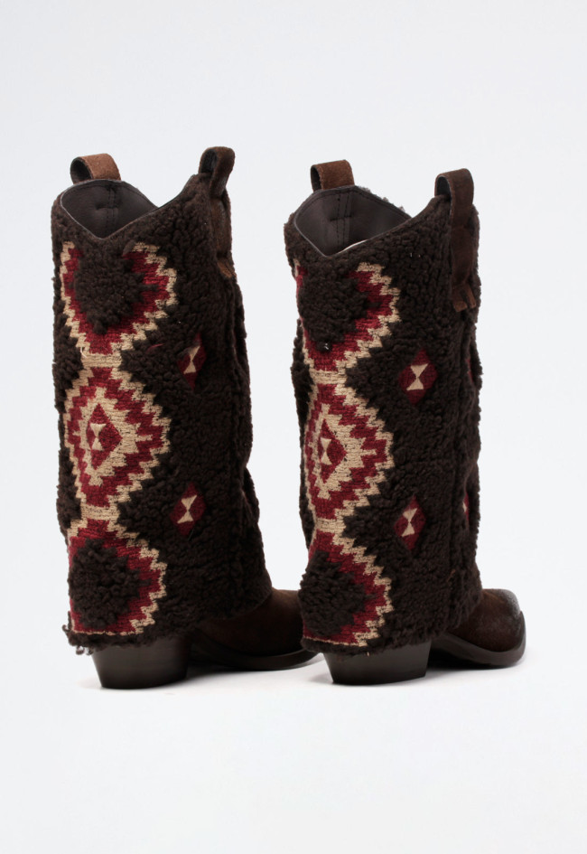 Bota cowboy con polaina de mujer marrón Metisse dx1060 goa