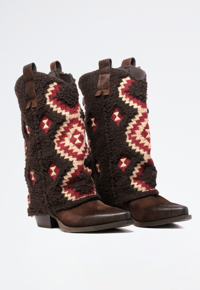 Bota cowboy con polaina de mujer marrón Metisse dx1060 goa