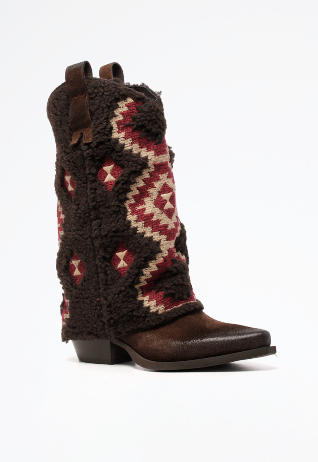 Bota cowboy con polaina de mujer marrón Metisse dx1060 goa