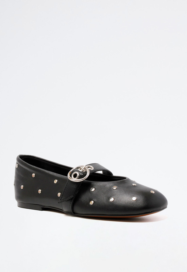 Zapato bailarina con tachas de mujer negro VAS 9708