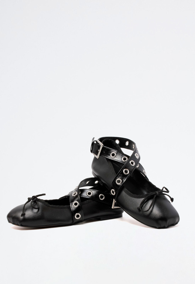 Zapato bailarina de mujer negro VAS 9407