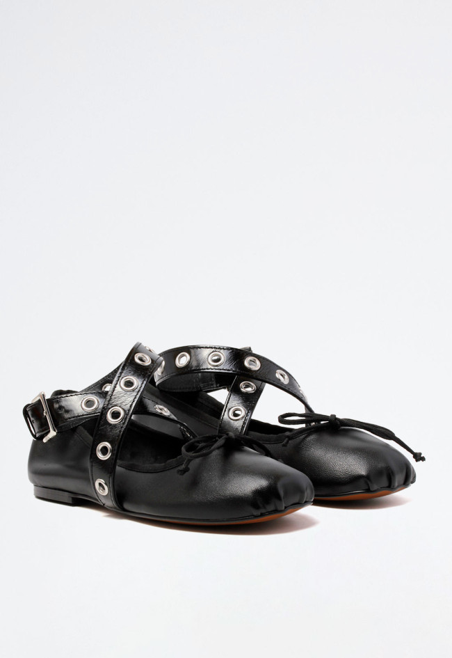 Zapato bailarina de mujer negro VAS 9407