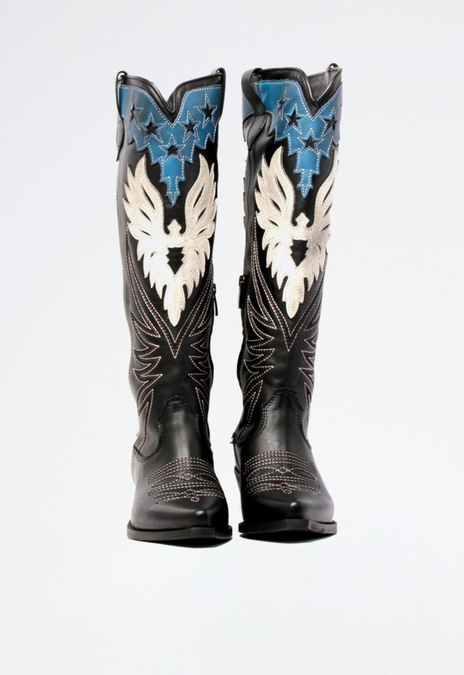 Bota cowboy bordada de mujer negro Metisse dx603