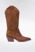 Bota cowboy de mujer en piel color cuero – con bordados | GLO ARIZONA