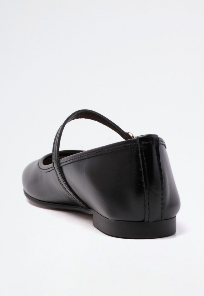 Bailarina de piel negra con tira fina y hebilla – diseño en tendencia con elegancia sutil | VAS 3315