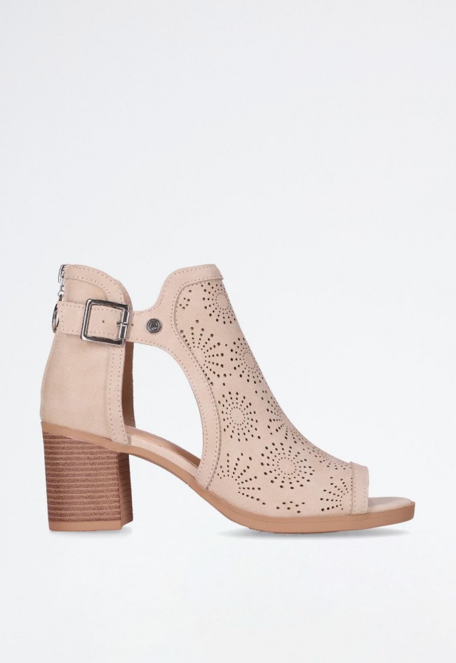 Sandalia de mujer en piel vegana con peep-toe y tacón medio – elegante y cómoda | CHIKA10