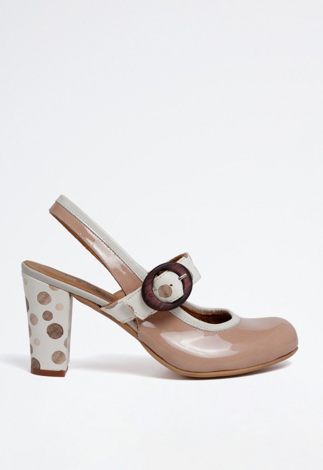 Zapato retro vintage de mujer beige Nemonic 2306
