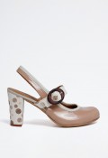 Zapato retro vintage de mujer beige Nemonic 2306
