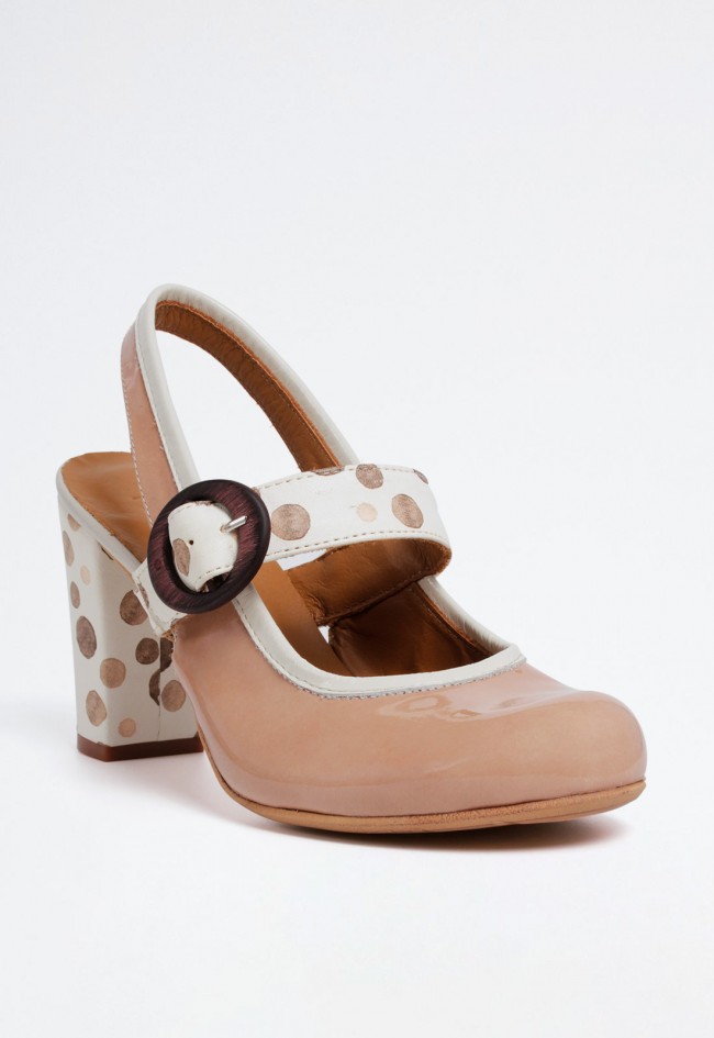 Zapato retro vintage de mujer beige Nemonic 2306