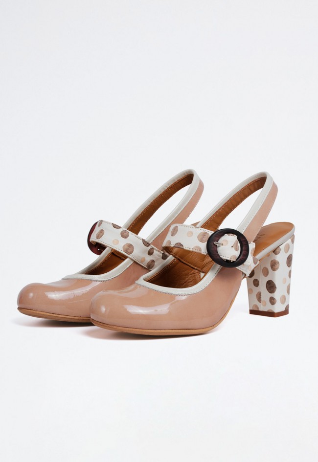 Zapato retro vintage de mujer beige Nemonic 2306