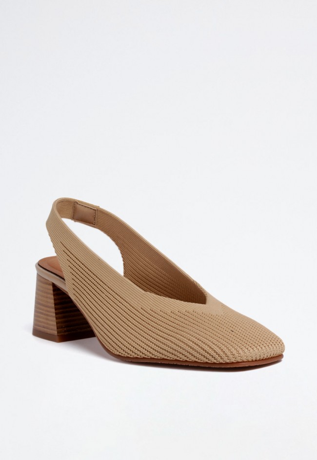 Zapato destalonado de mujer en color camel – diseño elegante con tacón ancho cómodo | MISS ELASTIC