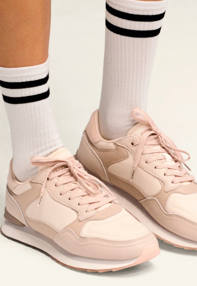 Sneakers retro de mujer en piel y tejido con suela serigrafiada – diseño exclusivo y confort premium | HOFF Beaufort
