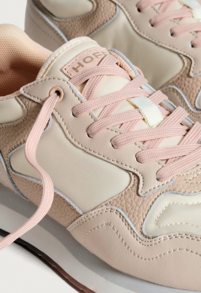 Sneakers retro de mujer en piel y tejido con suela serigrafiada – diseño exclusivo y confort premium | HOFF Beaufort