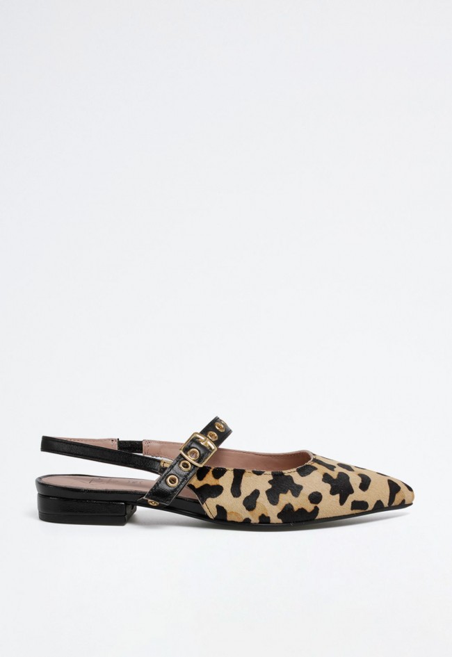 Zapato destalonado de mujer en piel estampado leopardo TOP3 SF25351