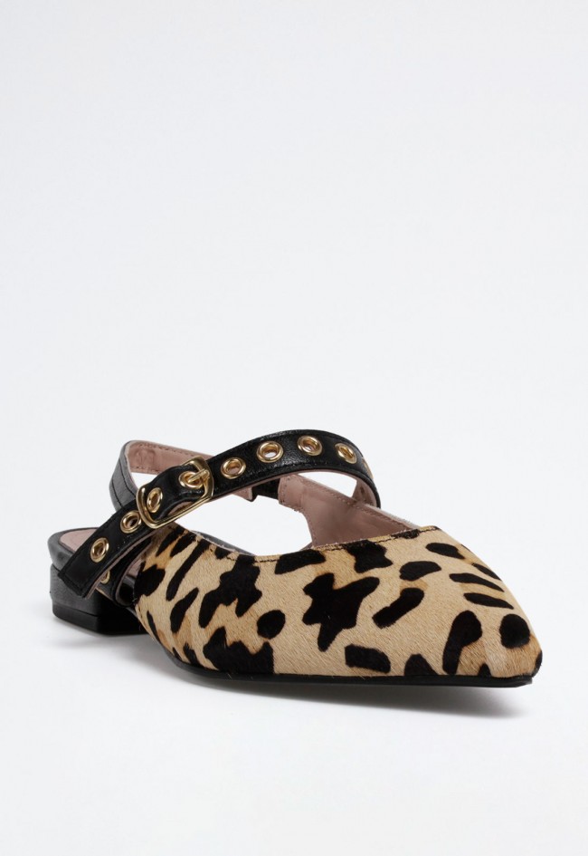 Zapato destalonado de mujer en piel estampado leopardo TOP3 SF25351