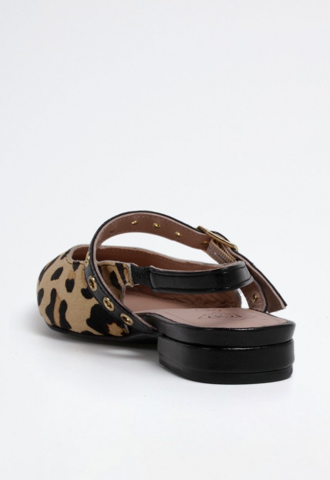Zapato destalonado de mujer en piel estampado leopardo TOP3 SF25351