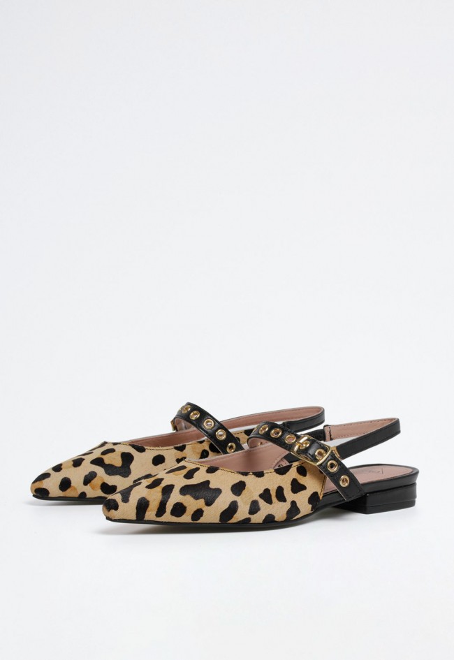 Zapato destalonado de mujer en piel estampado leopardo TOP3 SF25351
