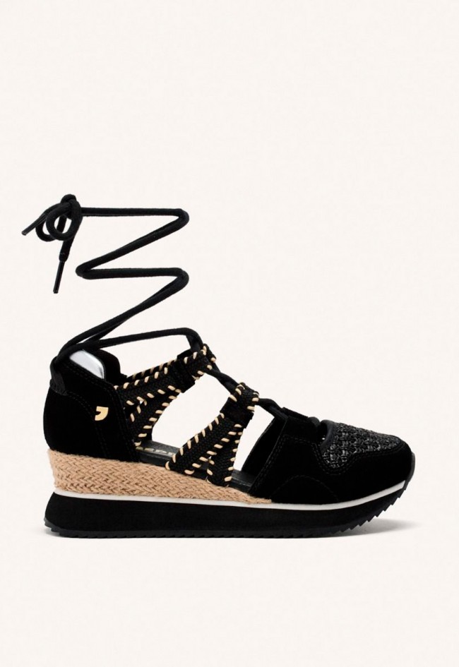 SANDALIAS DEPORTIVAS PIEL CUÑA RAFIA GIOSEPPO GRISWOLD negra