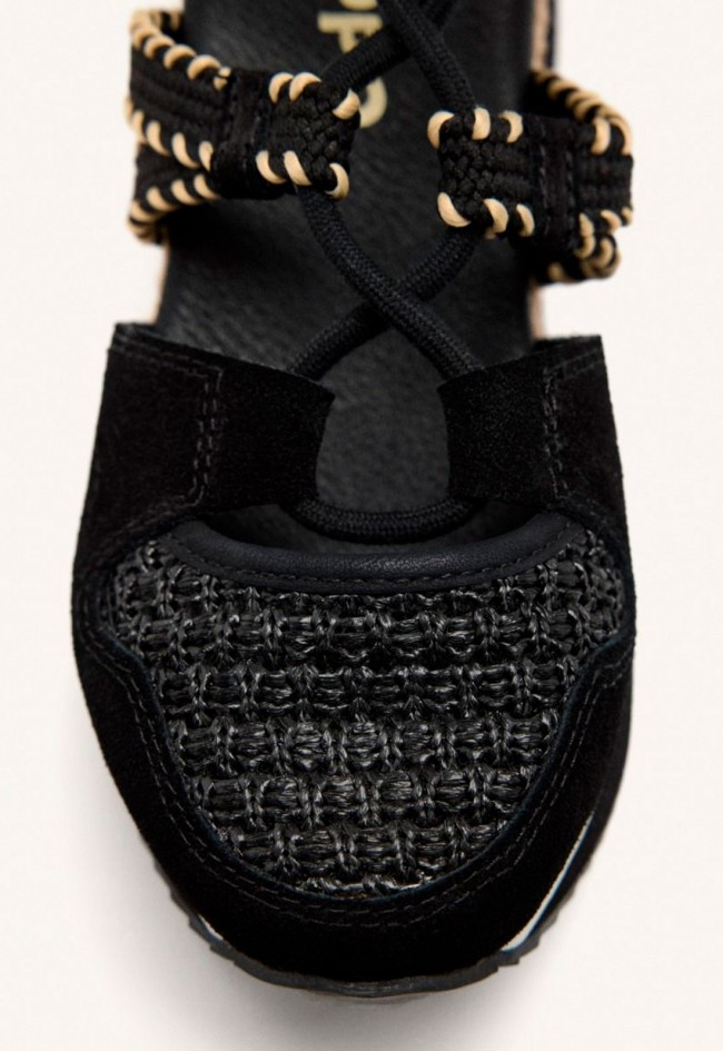 SANDALIAS DEPORTIVAS PIEL CUÑA RAFIA GIOSEPPO GRISWOLD negra