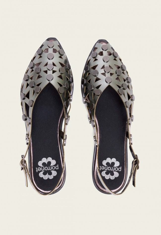 BAILARINAS PLANAS TACHUELAS PLOMO RANIA PORRONET 7093